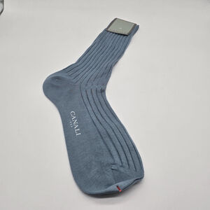 Canali Socks Mens Medium Light Blue Dress Ribbed 100% Cotton Crew Nordstrom